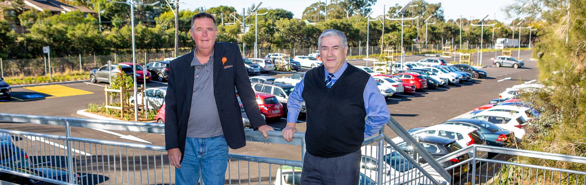 Deputy Mayor Greg Davies and Mayor Ross Fowler OAM pictured on the access ramp to the new North Street car park.