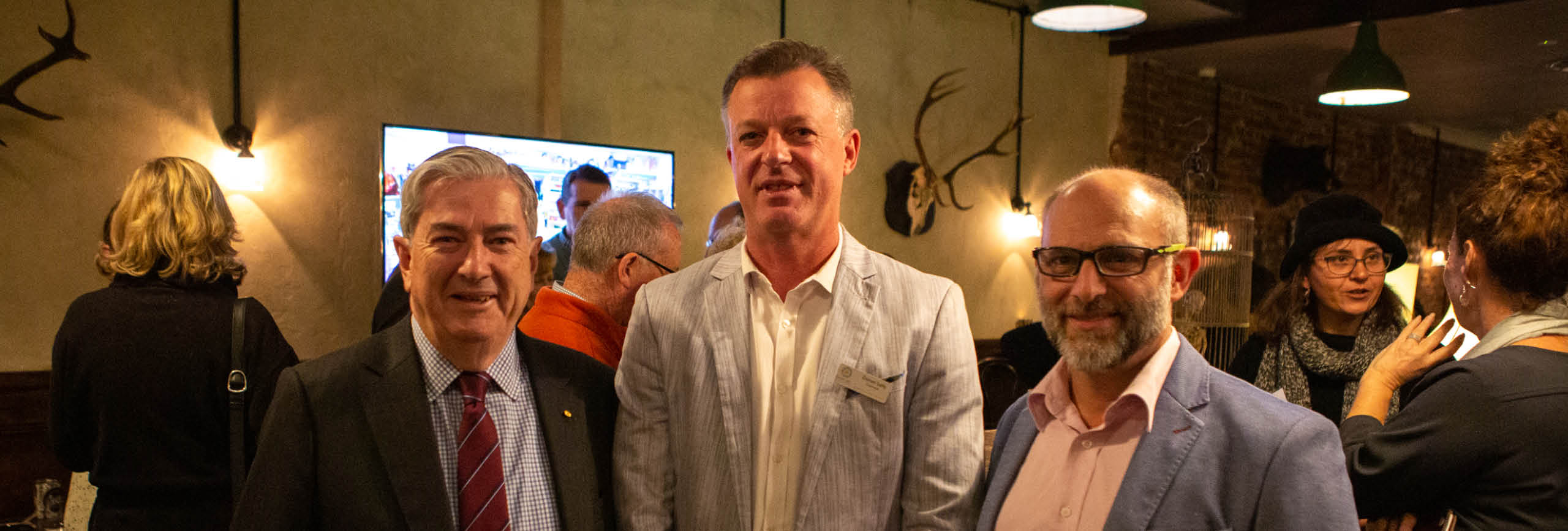 Penrith Mayor Ross Fowler OAM, CBD Corporation Chairman Darren Latty and Chamber of Commerce President Simon Gould at Mr Watkins.