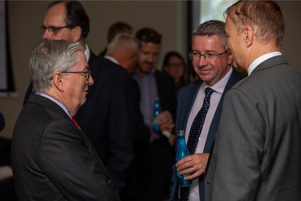 Penrith Mayor Cr Ross Fowler OAM talking with attendees at the Mayoral Skills summit