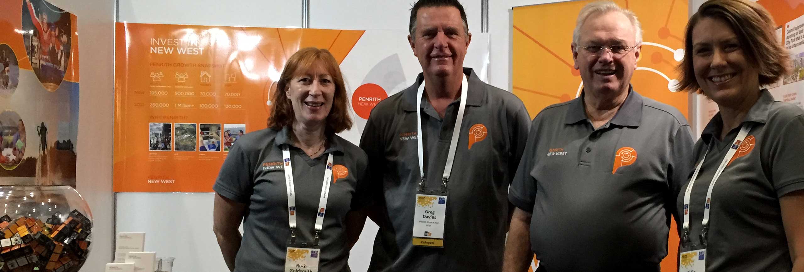 (L-R) Executive Manager City Planning & Community Ruth Goldsmith, Councillors Greg Davies and Jim Aitken OAM and Economic Initiatives Manager Kylie Powell are spreading the 'Invest in New West' message at the UDIA Congress.