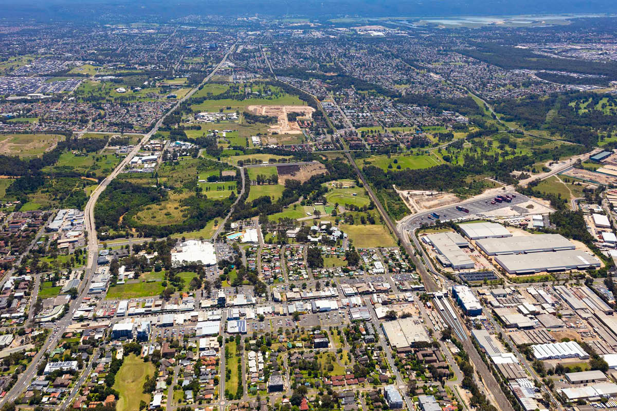 Aerial View of St Marys Town Centre and surrounds.