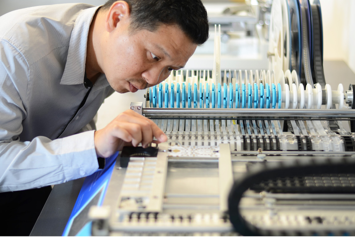 STEMTera founder JP Liew viewing the manufacture of his hi-tech products in Penrith.