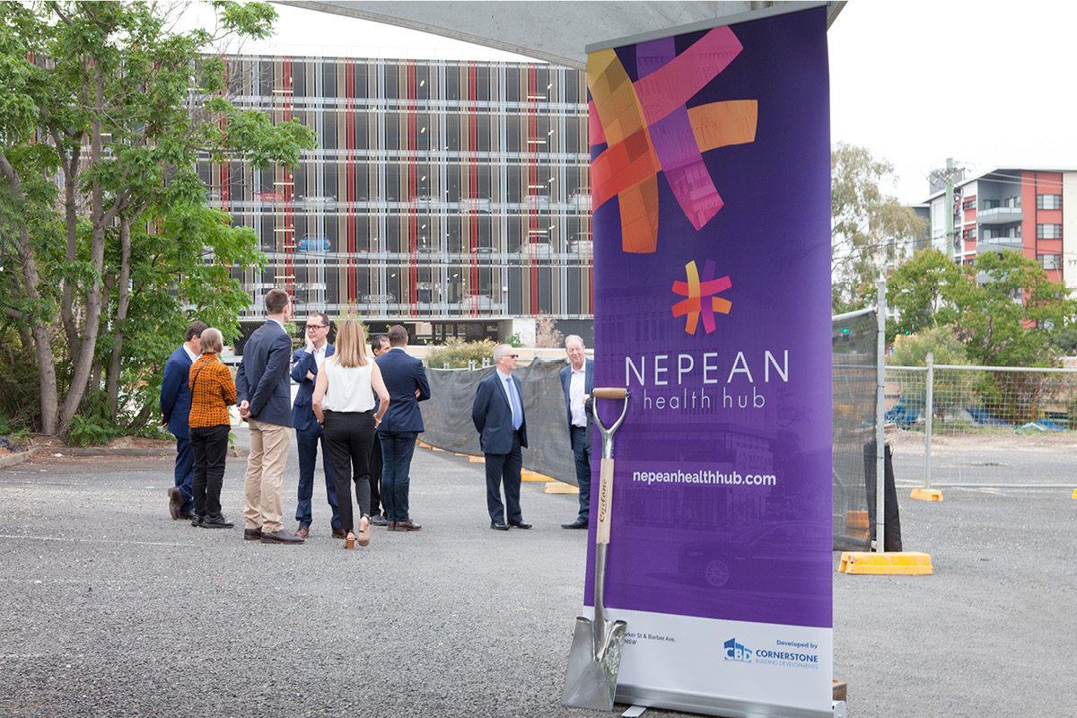 group of people standing on site of Nepean Health Hub