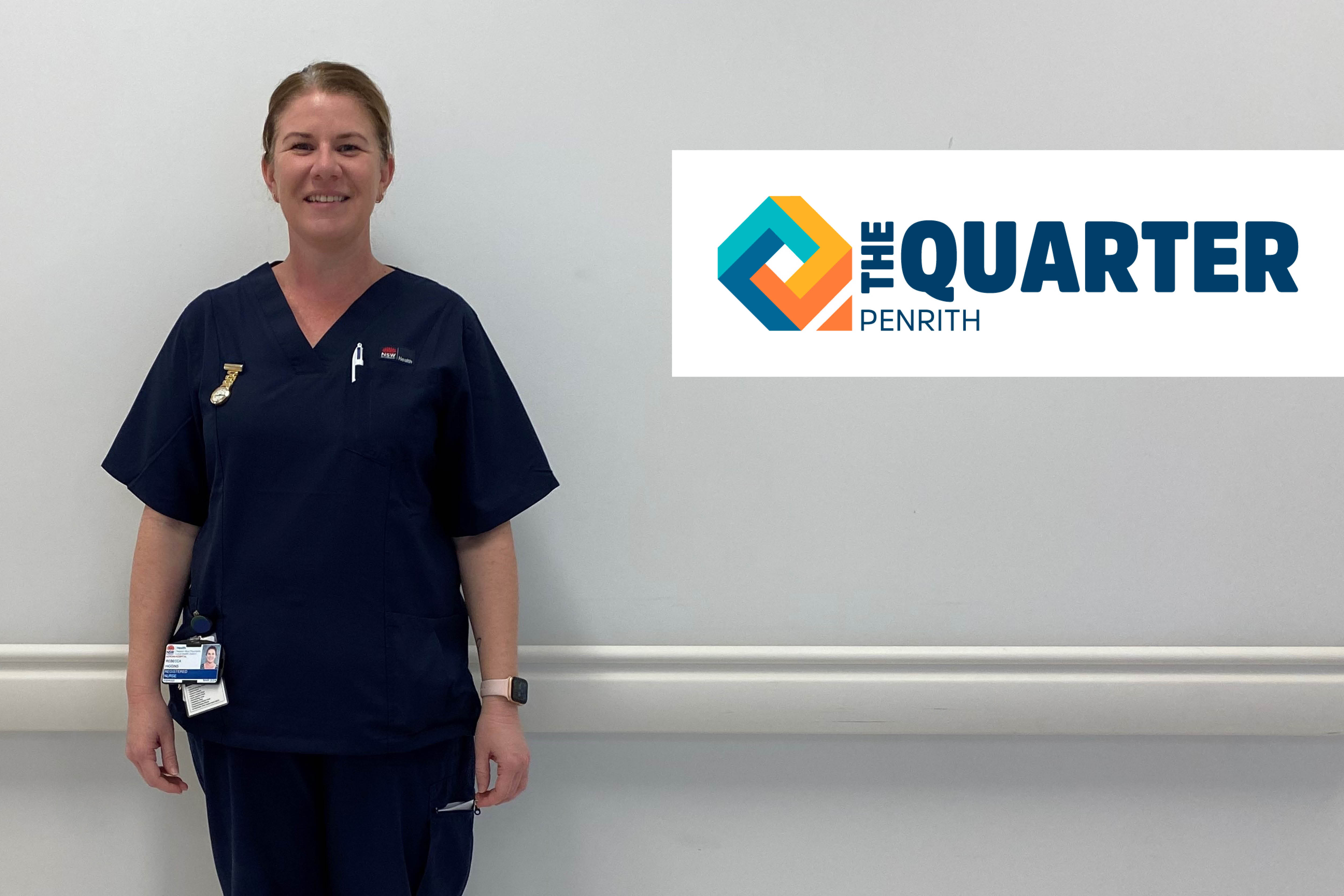 female nurse next to digital logo The Quarter Penrith