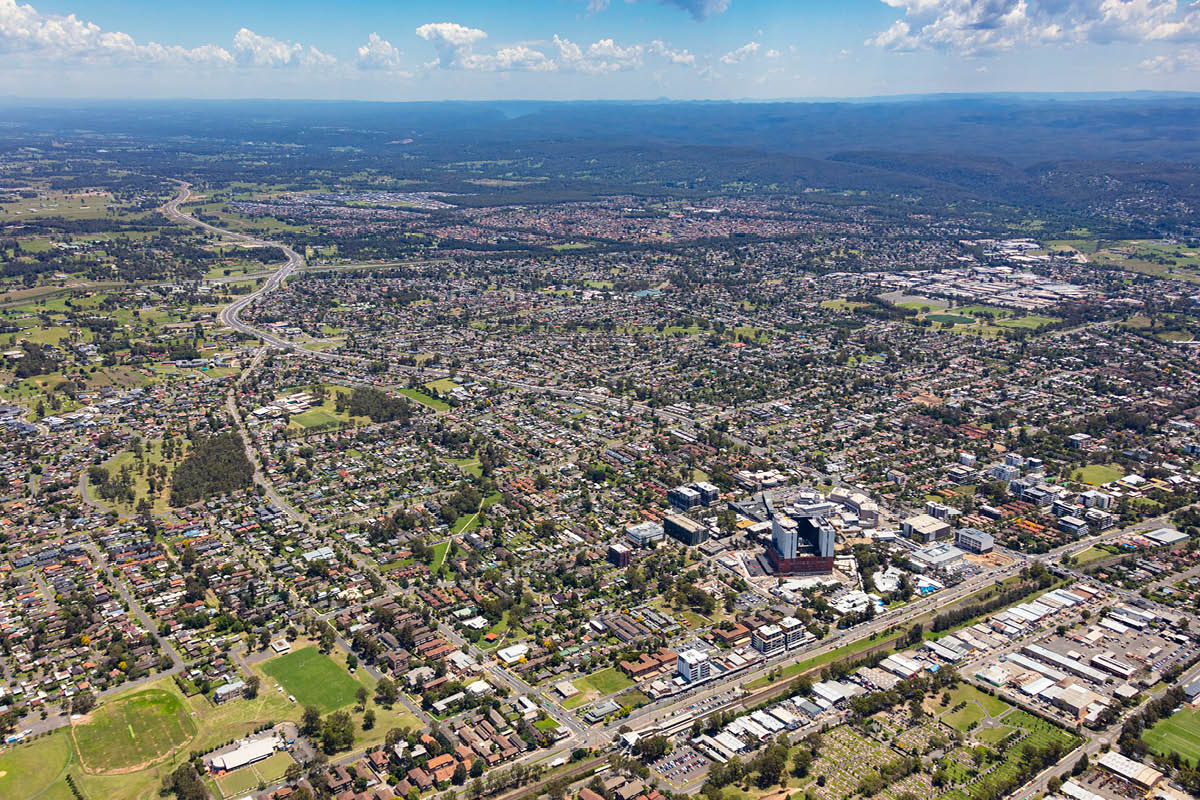 Aerial view of the Penrith Local Government Area
