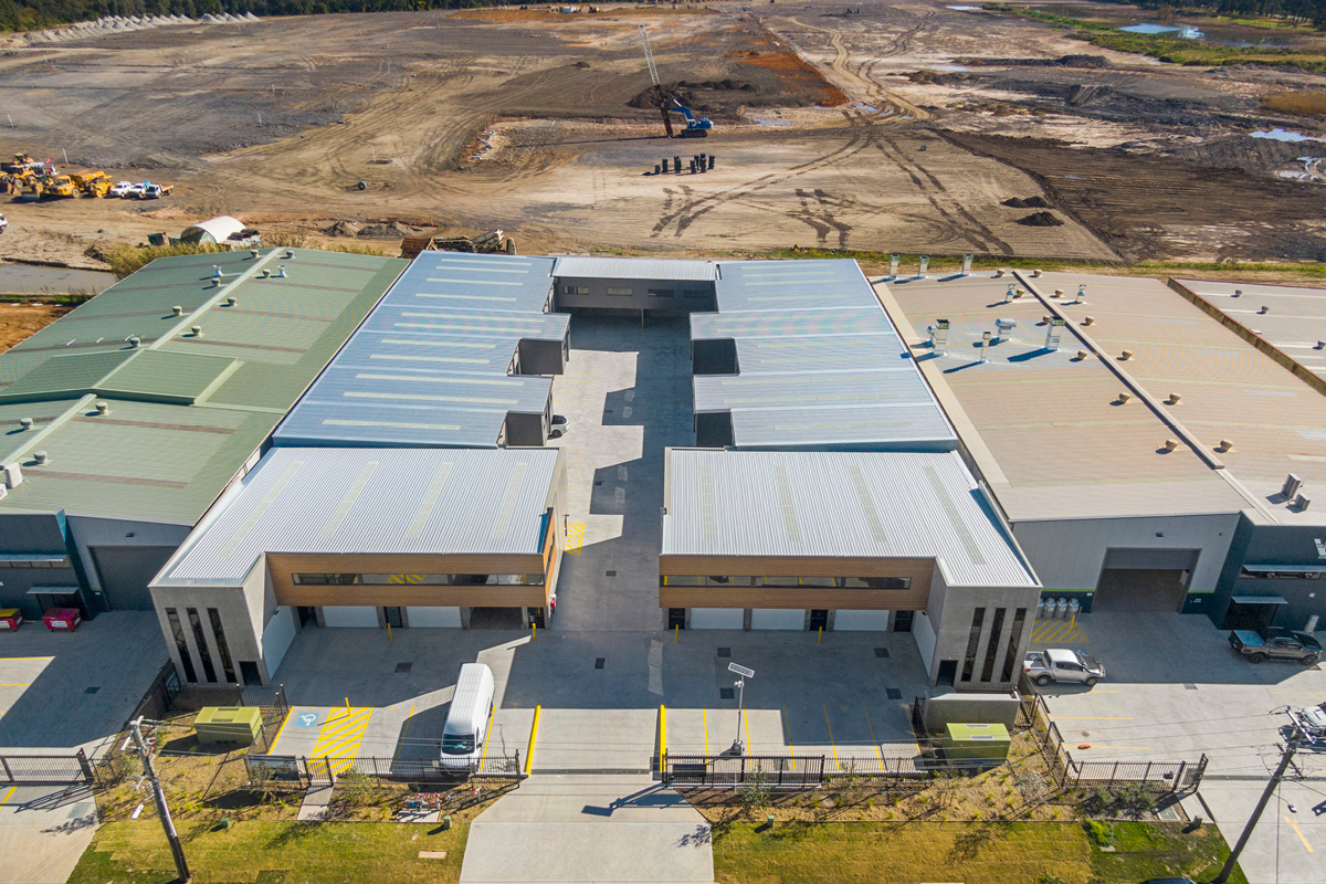 aerial view of industrial building