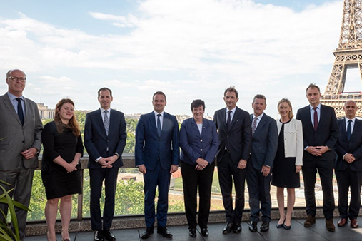 SUEZ representatives at the signing of an MoU to provide smart, sustainable resource management for the aerotropolis in Paris