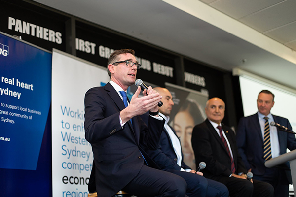 NSW Treasurer Dominic Perrottet took part in a panel discussion at the Budget Breakfast in Penrith. 
