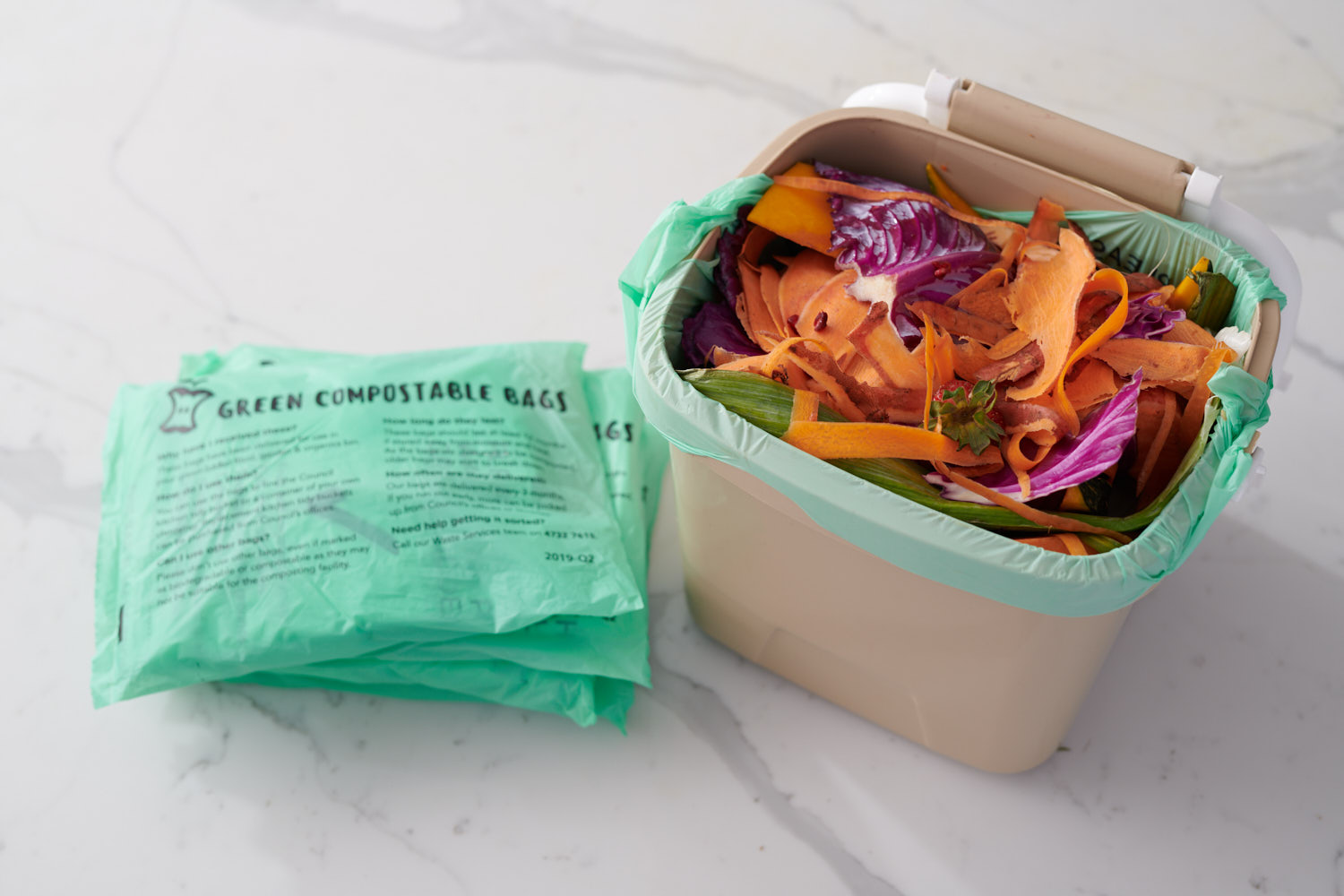Organic waste and green bags