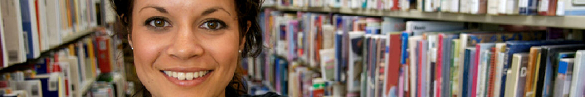Woman smiling in the library