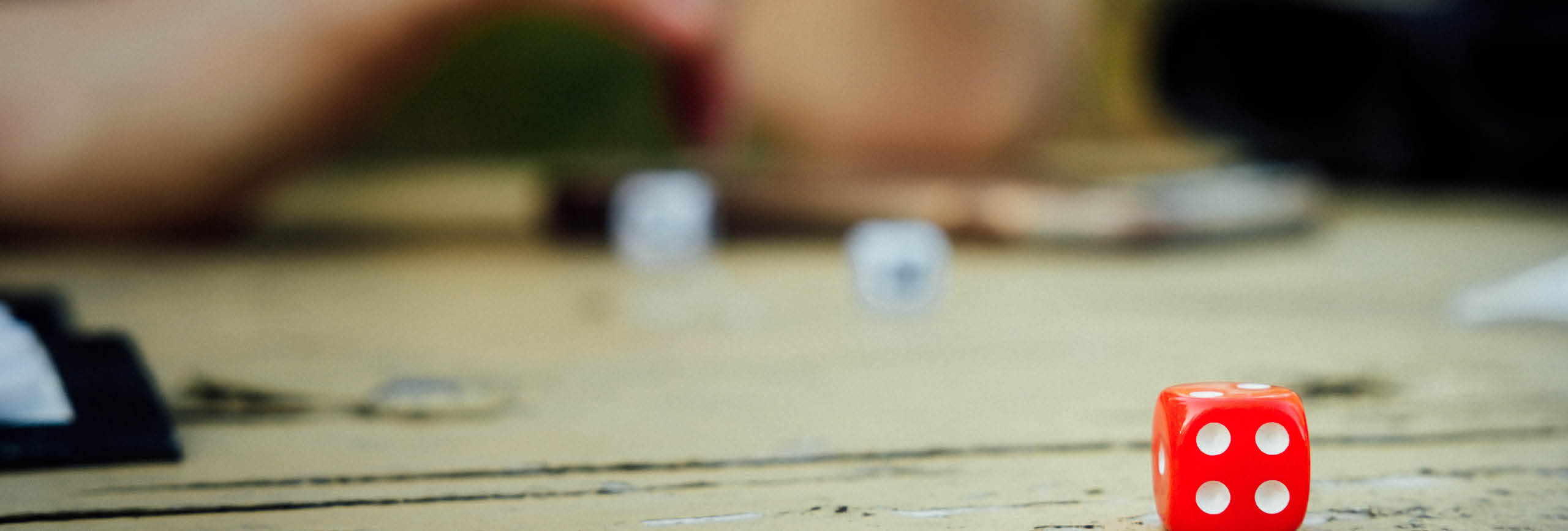 Dice thrown on a board game.