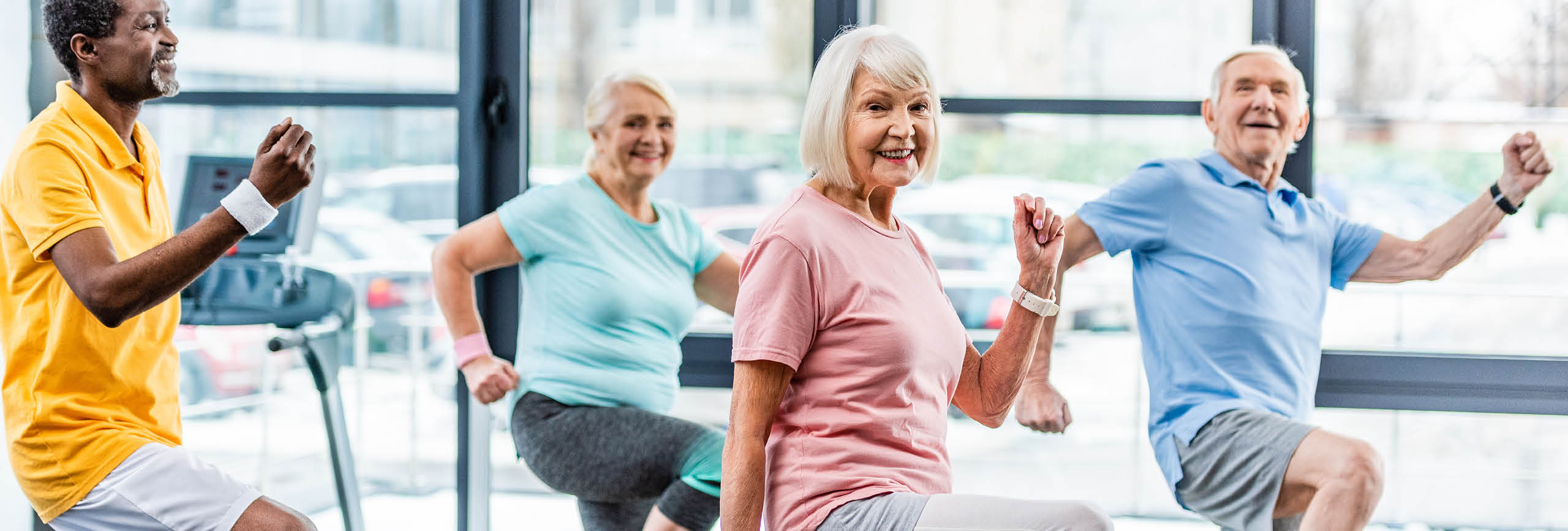 A group of people exercising.