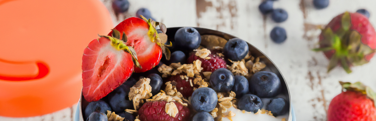 bowl of fruit and museli