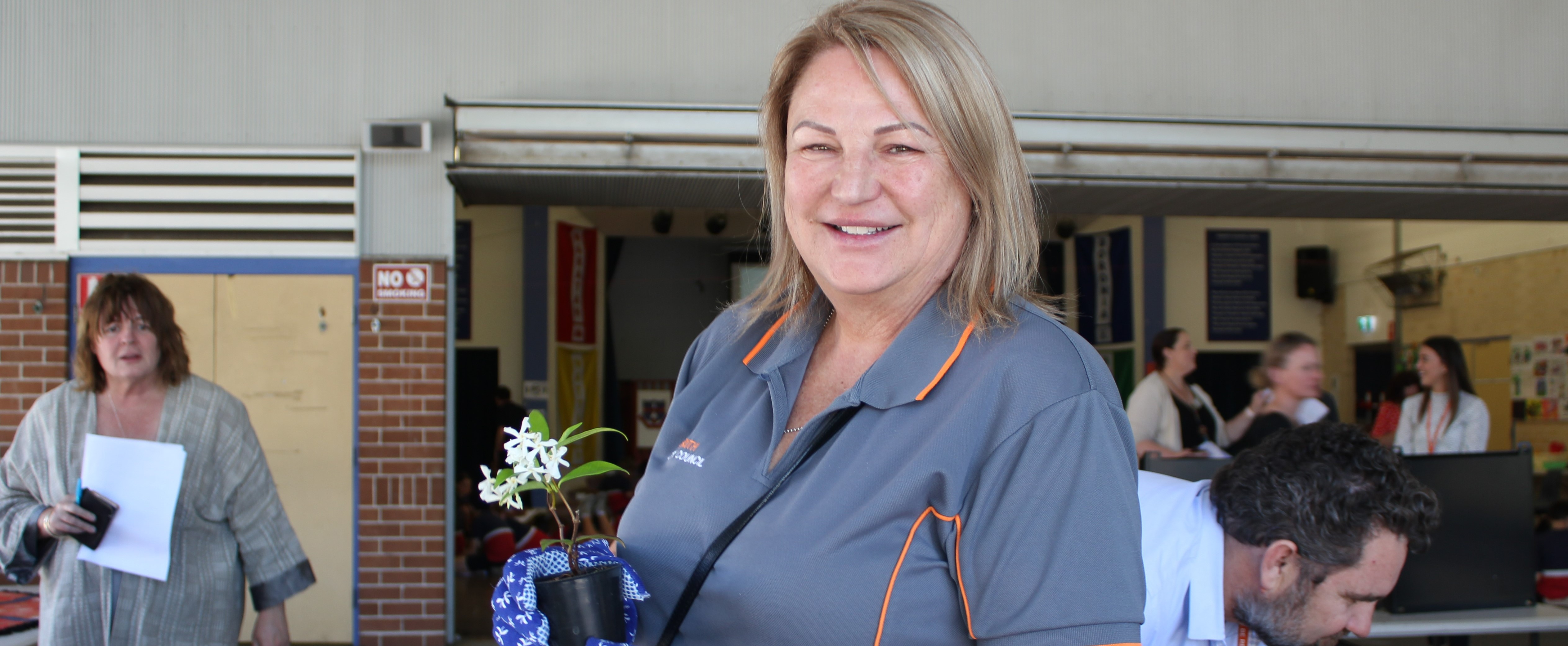 Penrith Mayor Tricia Hitchen at Penrith Public School for the planting of the Green Living Hoarding.