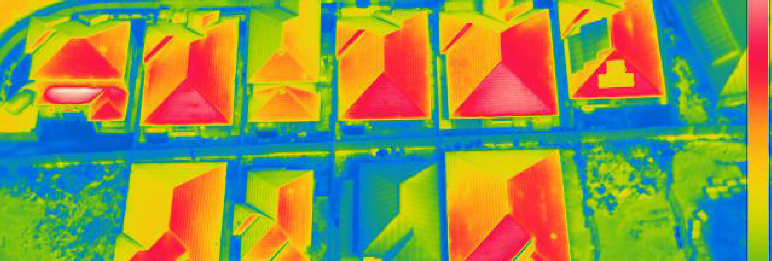 Heat map of urban rooftops