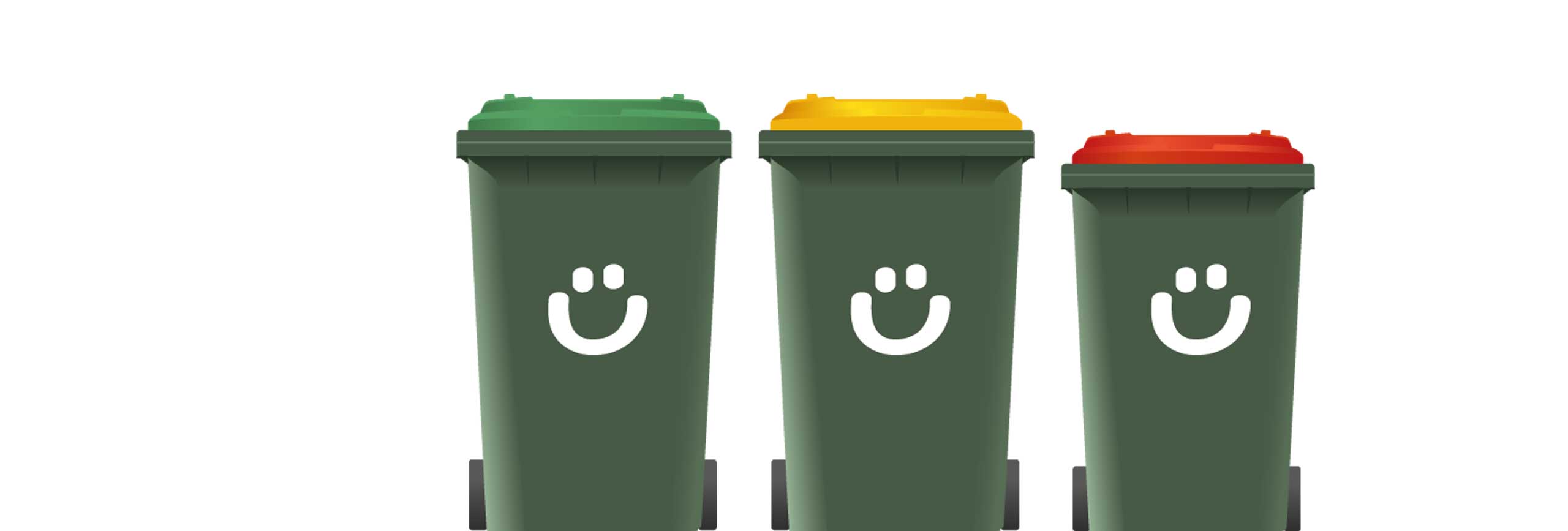 Graphic showing three bins - green, yellow and red